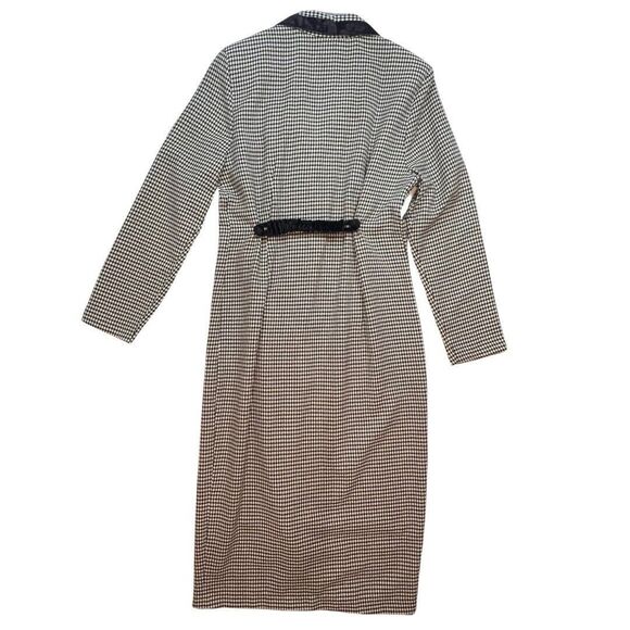 Vintage D.B.Y. Dress Womens 9 Black Checkered Velvet Chelsea Collar Pencil Dress - Picture 9 of 14